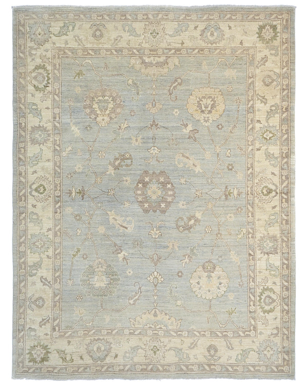 9x12 Feet Silver Oushak Turkish Handmade Traditional Soft Wool Area Rug